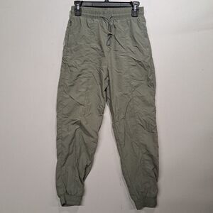 Wilo The Label Pants Anthropologie Womens XS Green Crinkle Parachute Joggers